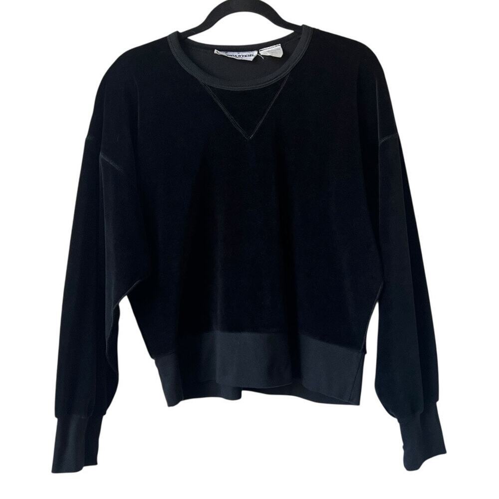 Sonia Rykiel Velvet Black Sweatshirt Size L